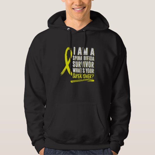 Spina Bifida Bewusstsein Split Split Survivor Gelb Hoodie (Vorderseite)