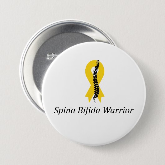 Spina Bifida Warrida Button Button mit gelber Ribb (Vorne & Hinten)