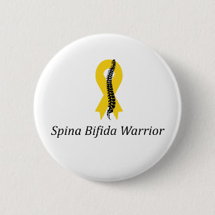 Spina Bifida Warrida Button Button mit gelber Ribb