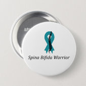 Spina Bifida Warrida Button mit Aquamariner Ribbon (Vorne & Hinten)
