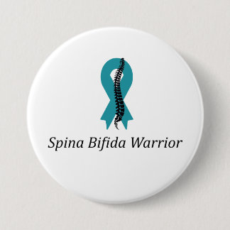 Spina Bifida Warrida Button mit Aquamariner Ribbon