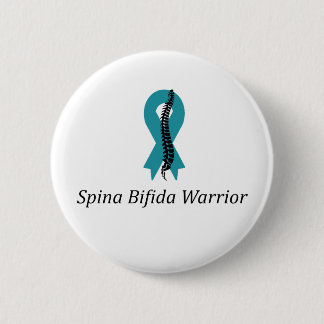 Spina Bifida Warrida Button mit Aquamariner Ribbon