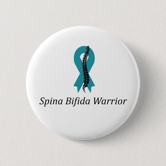 Spina Bifida Warrida Button mit Aquamariner Ribbon (Vorderseite)