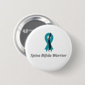 Spina Bifida Warrida Button mit Aquamariner Ribbon (Vorne & Hinten)