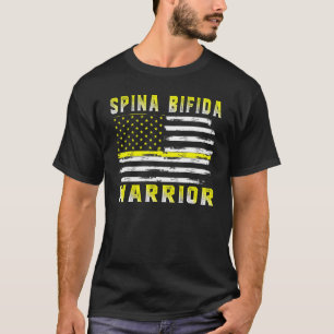 Spina Bifida Warrida Usa Flag American Yellow Awar T-Shirt