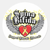 Spina Bifida Wings Runder Aufkleber (Vorderseite)