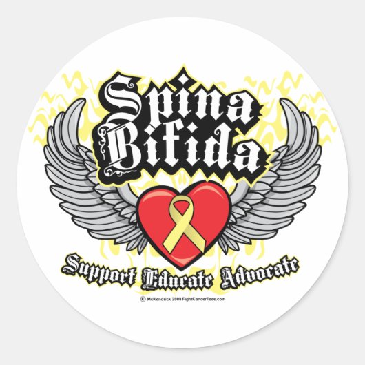 Spina Bifida Wings Runder Aufkleber (Vorderseite)