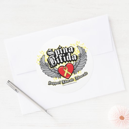 Spina Bifida Wings Runder Aufkleber (Umschlag)