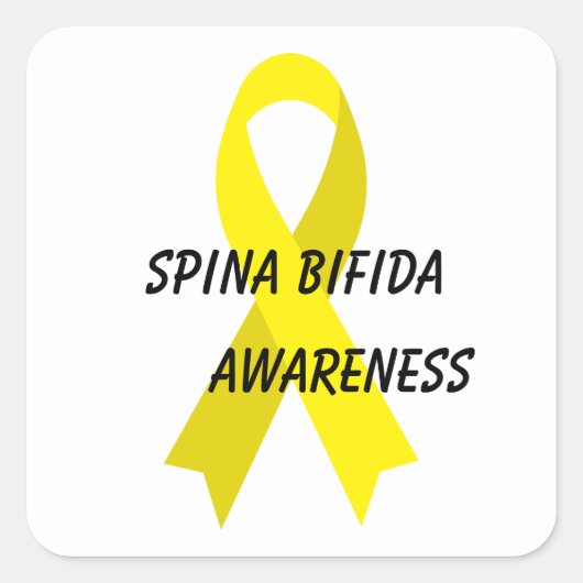 Spina Bifida Yellow Awareness Ribbon von Janz Quadratischer Aufkleber (Vorderseite)