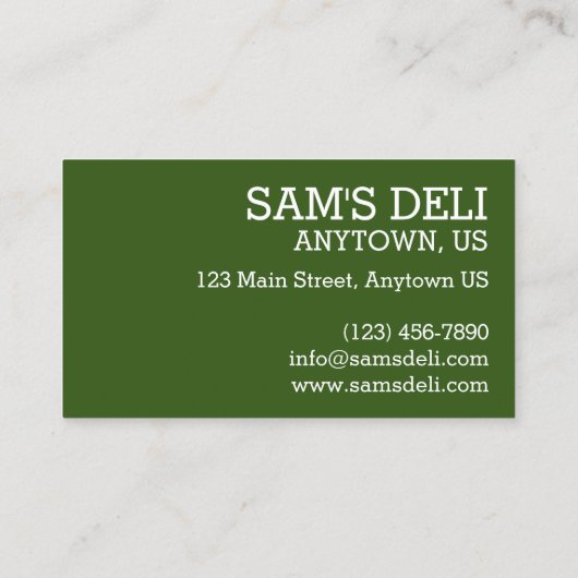 Spinach Knish Juwish Deli Food Cooking Restaurant Visitenkarte (Rückseite)