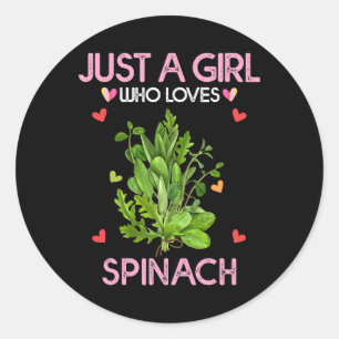 Spinach Shirt für Frauen nur ein Mädchen, die Lieb Runder Aufkleber