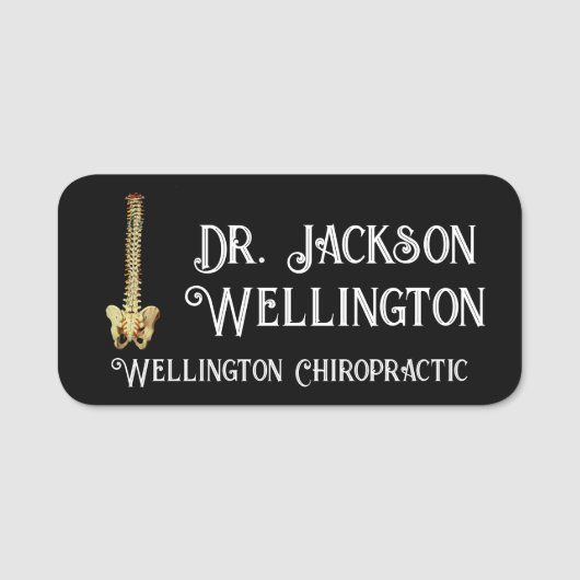Spinal Column Chiropractic Business in Black Name Namensschild (Vorderseite)