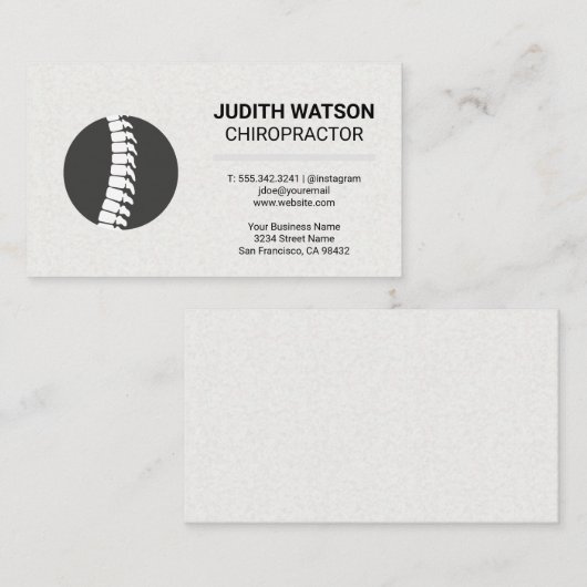 Spinal Cord Bone Visitenkarte (Vorne/Hinten)