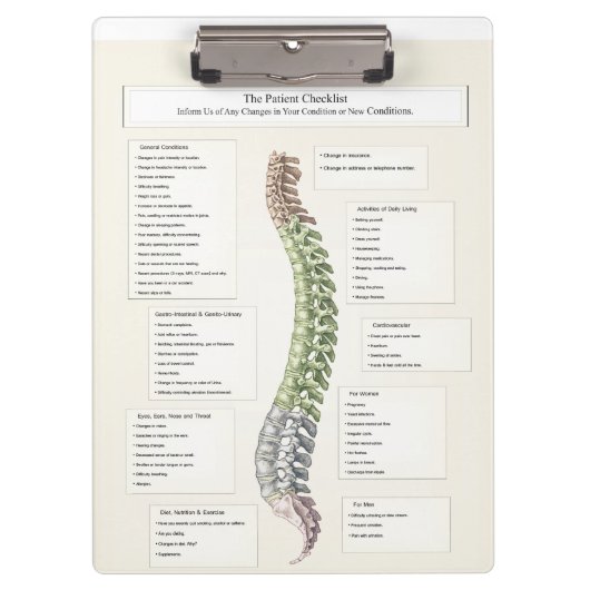 Spinale Dereneration Chiropractic Klemmbrett (Vorderseite)