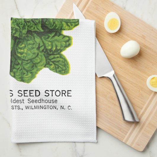 Spinats-Samen-Paket-Aufkleber Geschirrtuch (Viertel Falte)