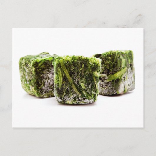Spinatwürfel, gefroren postkarte (Vorderseite)