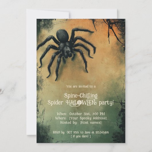 🕷️ Spine Chilling Spider Halloween-Party Einladung (Vorderseite)