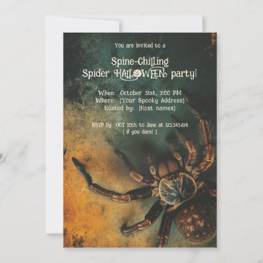 🕷️ Spine Chilling Spider Halloween-Party Einladung (Vorderseite)