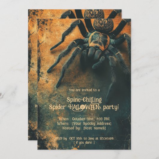 🕷️ Spine Chilling Spider Halloween-Party Einladung (Vorne/Hinten)