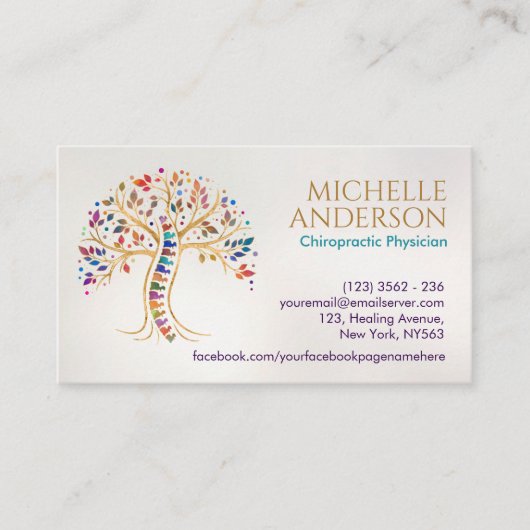 Spine Health Tree - Chiropraktische Ernennung Visitenkarte (Vorderseite)