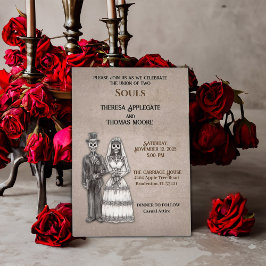 Spine-Tingling-Gothic-Skelettbrücke und -Bräutigam Einladung