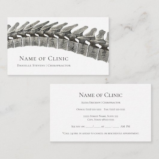 Spine Vertebrae Chiropractor Erinnerung Terminkarte (Vorne/Hinten)