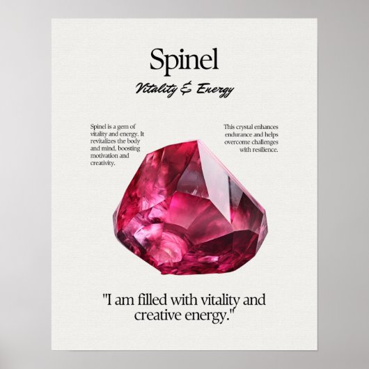 Spinel Gem Crystal Meaning Card Poster (Vorne)