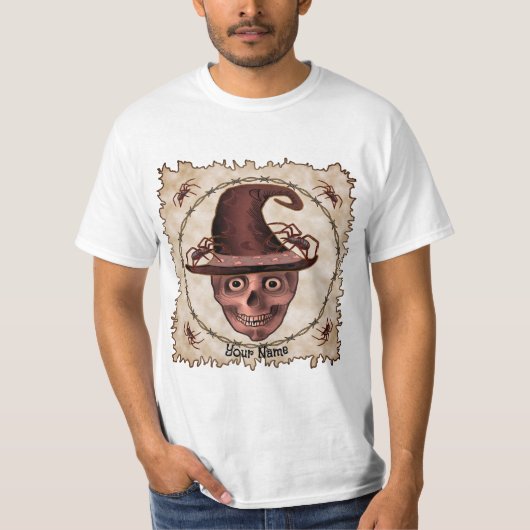 Spinne Hexe Schädel T-Shirt (Vorderseite)