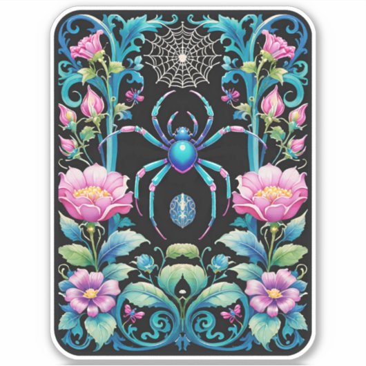 Spinne im Blumengarten Aufkleber (Vorderseite)