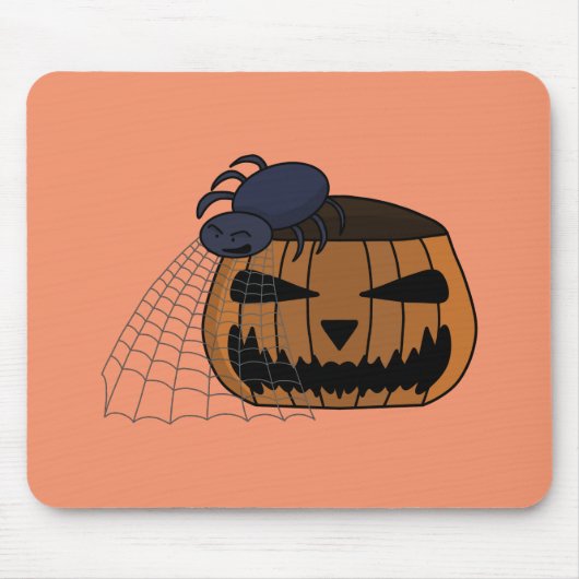 Spinne im Netz in der Mitte Kürbis Mousepad (Vorne)