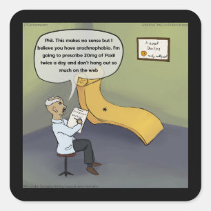 Spinne in der Therapie gegen Arachnophobie Quadratischer Aufkleber