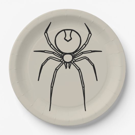 Spinne - Knochen weiß und schwarz Pappteller (Vorderseite)