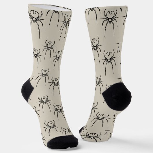 Spinne - Knochen weiß und schwarz Socken (Gewinkelt)