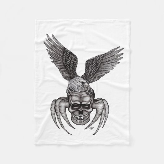 Spinne mit Adler im Tattoo-Stil Fleecedecke (Vorderseite)