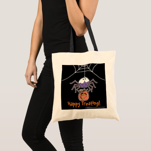 Spinne mit Jack-O-Lantern Tragetasche (Vorderseite (Produkt))