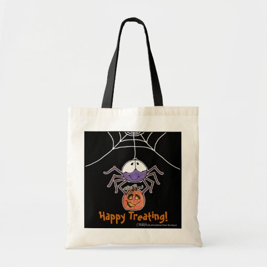 Spinne mit Jack-O-Lantern Tragetasche (Vorne)