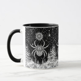 Spinne mit Mandala Netz magischer Sternenhimmel Tasse