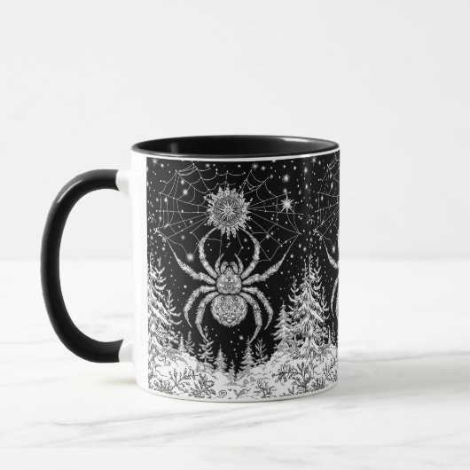 Spinne mit Mandala Netz magischer Sternenhimmel Tasse (Links)
