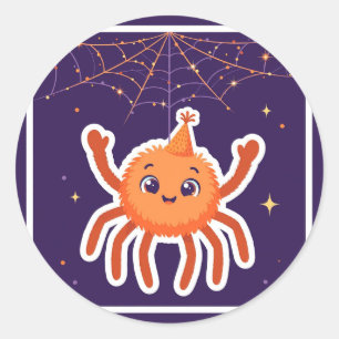 Spinne Partyhut Halloween Runder Aufkleber