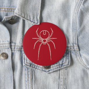 Spinne - Rot und Knochen weiß Button
