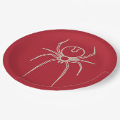Spinne - Rot und Knochen weiß Pappteller (Schrägansicht)