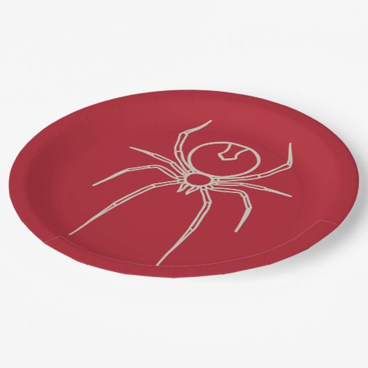 Spinne - Rot und Knochen weiß Pappteller (Schrägansicht)