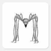 Spinne . schwarz-weiß quadratischer aufkleber (Vorderseite)