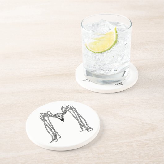 Spinne . schwarz-weiß sandstein untersetzer (Seite)