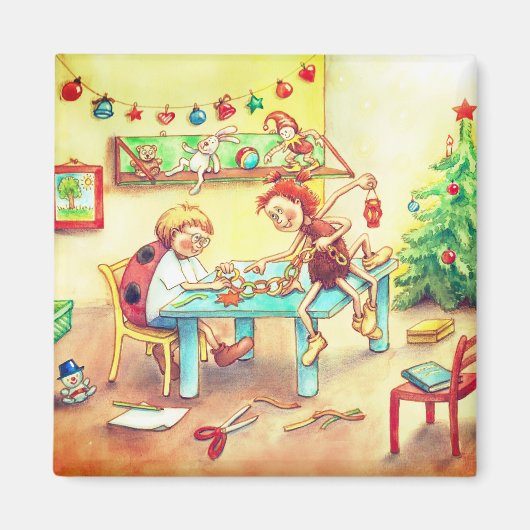 Spinne Sonja und Marienkäfer Kai im Dezember Magnet (Vorne)