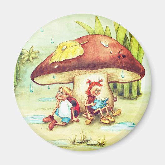 Spinne Sonja und Marienkäfer Kai unter einem Pilz Magnet (Vorne)