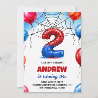 Spinne Superheld Web Ballons Junge Geburtstag Einladung