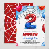 Spinne Superheld Web Ballons Junge Geburtstag Einladung (Vorne/Hinten)