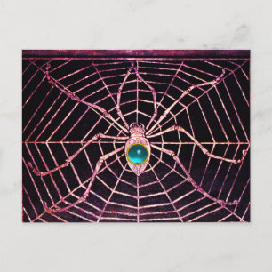 SPINNE UND NETZ Blau Aquamarin Schwarz Postkarte
