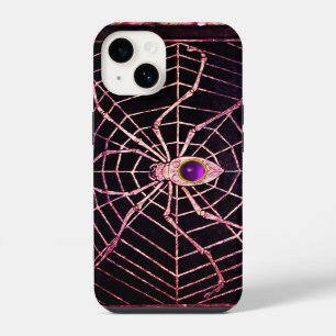 SPINNE UND NETZ LILA EDELSTEIN Schwarz iPhone Hülle